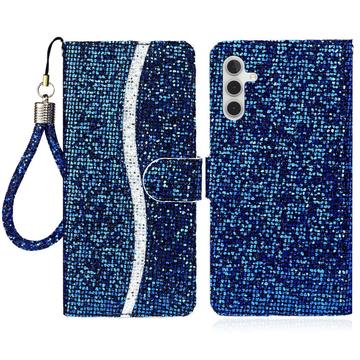 Samsung Galaxy A16 Stilvolle Glitzer Wallet Hülle - blau