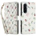 Samsung Galaxy A17/A26 Rhombisches Blumen Wallet Hülle - Rosen