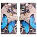 Samsung Galaxy A36 Style Serie Wallet Hülle - Blau Schmetterling