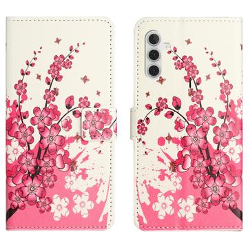 Samsung Galaxy A36 Style Serie Wallet Hülle - Rosa Blumen