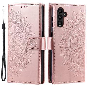 Samsung Galaxy A55 Mandala Serie Wallet Hülle - Roségold