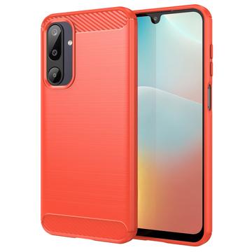 Samsung Galaxy M16/F36 Gebürstete TPU Hülle - Karbonfaser - rot
