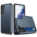 Samsung Galaxy S21 5G Hybrid-Hülle mit Verschiebbarem Kartensteckplatz - Dunkel Blau