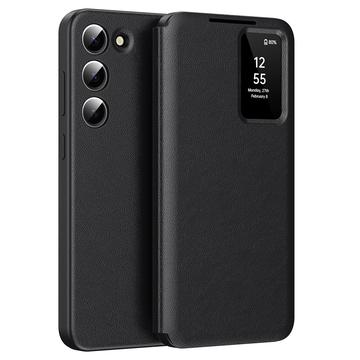 Samsung Galaxy S23 Smart Clear View Flip Hülle mit Kartenschlitz - Schwarz