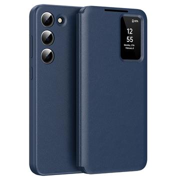 Samsung Galaxy S23 Smart Clear View Flip Hülle mit Kartenschlitz - Saphir