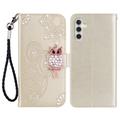 Samsung Galaxy S24 FE Eule Strass Wallet Hülle - Gold
