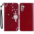 Samsung Galaxy S24 Eule Strass Wallet Case - rot