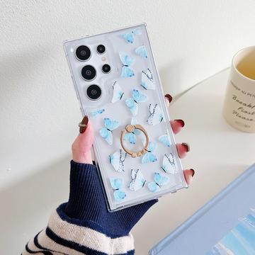 Samsung Galaxy S24 Ultra Butterfly TPU Hülle mit Ringhalterung
