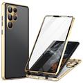 iPhone 14 Plus Magnetisches Hülle mit Panzerglas - 9H - Gold