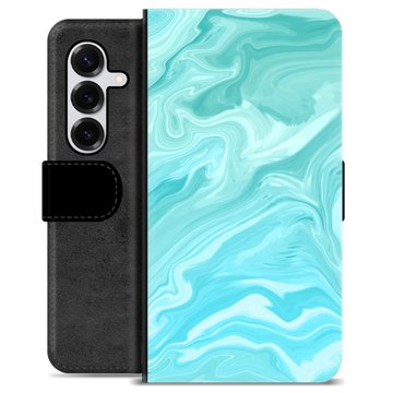 Samsung Galaxy S25+ Premium Schutzhülle mit Geldbörse - Blauer Marmor