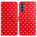 Samsung Galaxy S25 Polka-Dot-Muster Wallet Hülle - Rot