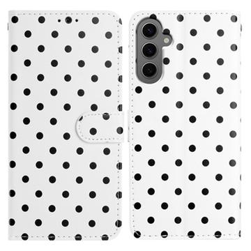 Samsung Galaxy S25 Polka-Dot-Muster Wallet Hülle - Weiß