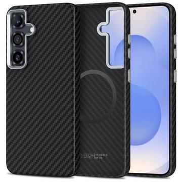 Samsung Galaxy S25 Tech-Protect Ion Carbon-Kunststoffhülle - MagSafe-kompatibel - Schwarz / Silber