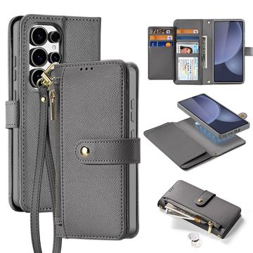 Samsung Galaxy S25 Ultra Dux Ducis Lawa Brieftaschen-Lederhülle mit Magnetabdeckung - Grau