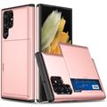 Samsung Galaxy S25 Ultra Hybrid-Hülle mit Verschiebbarem Kartensteckplatz - Roségold