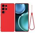 Samsung Galaxy S25 Ultra Liquid Silikonhülle mit Handschlaufe - Rot