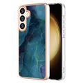 Samsung Galaxy S25+ Galvanisierte IMD TPU-Hülle mit Marmormuster - Grün
