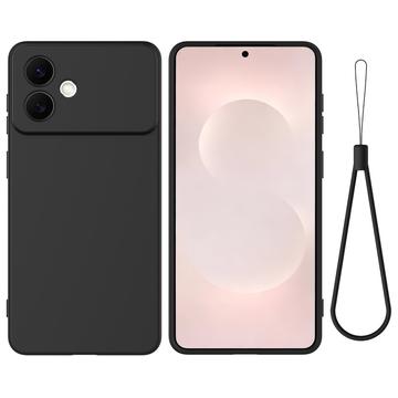 Samsung Galaxy S26 Edge Liquid Silikonhülle mit Handschlaufe - Schwarz