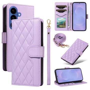 Samsung Galaxy S26/S26 Pro Luxus Gesteppte Wallet Hülle - lila