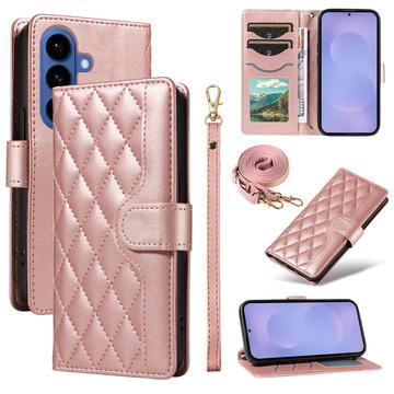Samsung Galaxy S26/S26 Pro Luxus Gesteppte Wallet Hülle - Roségold