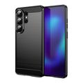 Samsung Galaxy S26 Ultra Gebürstete TPU Hülle - Karbonfaser - Schwarz