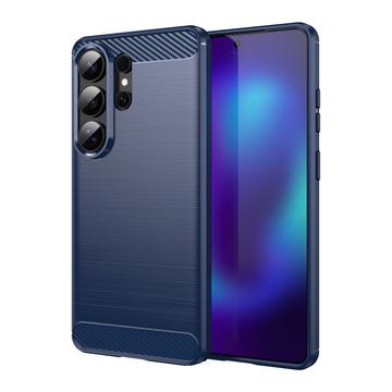 Samsung Galaxy S26 Ultra Gebürstete TPU Hülle - Karbonfaser - blau