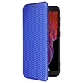 Samsung Galaxy Xcover 5 Flip Hülle - Karbonfaser - Blau