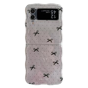 Samsung Galaxy Z Flip4 Stilvoller Wellenrand TPU Hülle - Schwarz Bögen