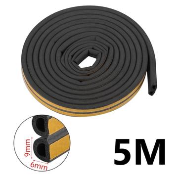 Selbstklebendes EPDM-Dichtband für Türen und Fenster - 5m, 9x6mm - Schwarz