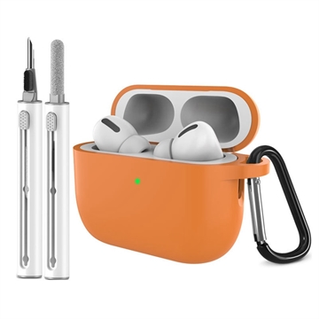 AirPods Pro 3 Silikonhülle mit Karabiner und Reinigungsstift - Orange