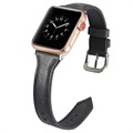 Apple Watch Series 7/SE/6/5/4/3/2/1 Schmales Lederband - 41mm/40mm/38mm - Schwarz