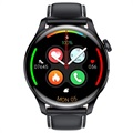 Smartwatch mit Lederarmband M103 - iOS/Android - Schwarz
