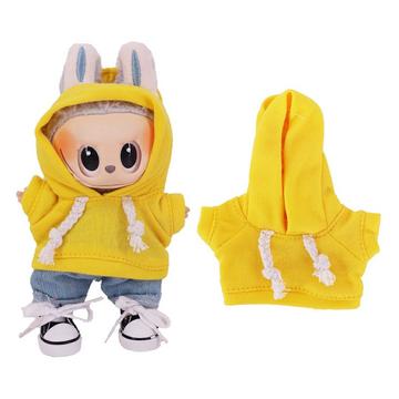 Einfarbiger Kapuzenpullover für Labubu Mini Figur 17cm - Gelb