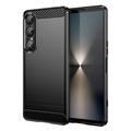 Sony Xperia 1 VII Gebürstete TPU Hülle - Karbonfaser - Schwarz