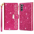 Starlight Serie Samsung Galaxy S22 5G Wallet Hülle - Hot Pink