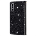 Starlight Serie Samsung Galaxy S22+ 5G Wallet Hülle - Schwarz
