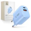 Tech-Protect NCA30 Dual-Port Ladegerät - 30W USB-C PD und 18W USB-A QC3.0 - Baby Blau