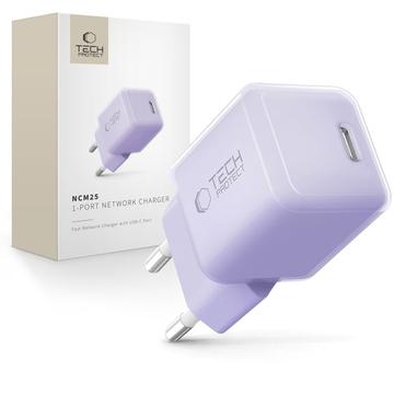 Tech-Protect NCM25 25W USB-C Ladegerät - Power Delivery - Baby-Lila