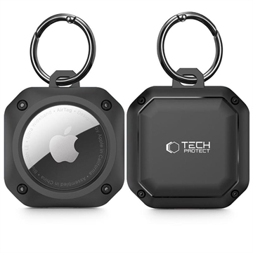 Tech-Protect Rough Pro Apple AirTag 1/2 Silikonhülle mit Schlüsselring - Schwarz