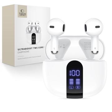 Tech-Protect UltraBoost TWS Core G2 Drahtlose Ohrhörer mit LED-Anzeige - Weiß