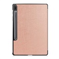 Tri-Fold Serie Samsung Galaxy Tab S7+/S8+ Folio Hülle - Roségold