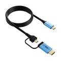 V292 4K 60Hz USB-C zu USB-C/HDMI 2.0 Video Konverter Kabel - 2m - Schwarz / Blau