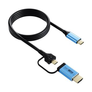 V292 4K 60Hz USB-C zu USB-C/HDMI 2.0 Video Konverter Kabel - 2m - Schwarz / Blau
