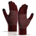 WM 1 Paar Unisex gestrickte warme Handschuhe Touchscreen dehnbar Fäustlinge stricken Futter Handschuhe - Weinrot