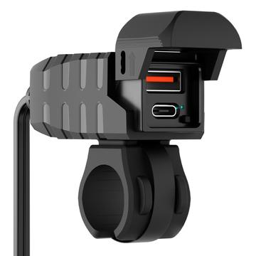 WUPP CS-2100A1 USB-A & Typ-C Dual-Port Schnell-Ladegerät für Motorräder mit LED-Voltmeter