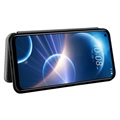 HTC Desire 22 Pro Wallet Schutzhülle - Karbonfaser - Schwarz