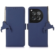 OnePlus 12 Lederhülle mit Geldbörse mit RFID - Blau