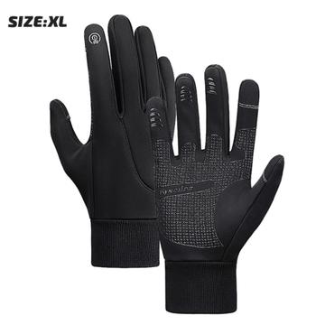 Wasserdichte Winterhandschuhe für Radfahren und Laufen / Handschuhe mit Touch - XL - Schwarz