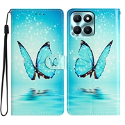 Honor X6c Wonder Serie Wallet Hülle - Blau Schmetterling