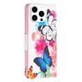 Wonder Serie iPhone 14 Pro Wallet Hülle - Schmetterlinge